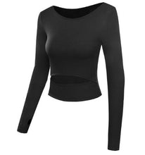 Load image into Gallery viewer, 2018 Women Gym White Yoga Crop Tops Yoga Shirts Long Sleeve Workout Tops Fitness Running Sport T-Shirts Training Yoga Sportswear
