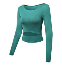 Load image into Gallery viewer, 2018 Women Gym White Yoga Crop Tops Yoga Shirts Long Sleeve Workout Tops Fitness Running Sport T-Shirts Training Yoga Sportswear