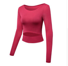 Load image into Gallery viewer, 2018 Women Gym White Yoga Crop Tops Yoga Shirts Long Sleeve Workout Tops Fitness Running Sport T-Shirts Training Yoga Sportswear