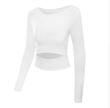 Load image into Gallery viewer, 2018 Women Gym White Yoga Crop Tops Yoga Shirts Long Sleeve Workout Tops Fitness Running Sport T-Shirts Training Yoga Sportswear