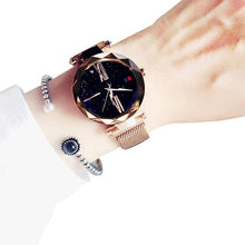 Load image into Gallery viewer, Women Wrist Quartz Watch Stars Pattern Pointer Digital Fashion Easy to read, Decoration Round Magnet Watch