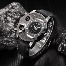 Load image into Gallery viewer, Mens Military Quartz Wrist Watch Silicone Strap Big Face Time Zone Analog Display Compass Thermometer Decorative Dial Sport